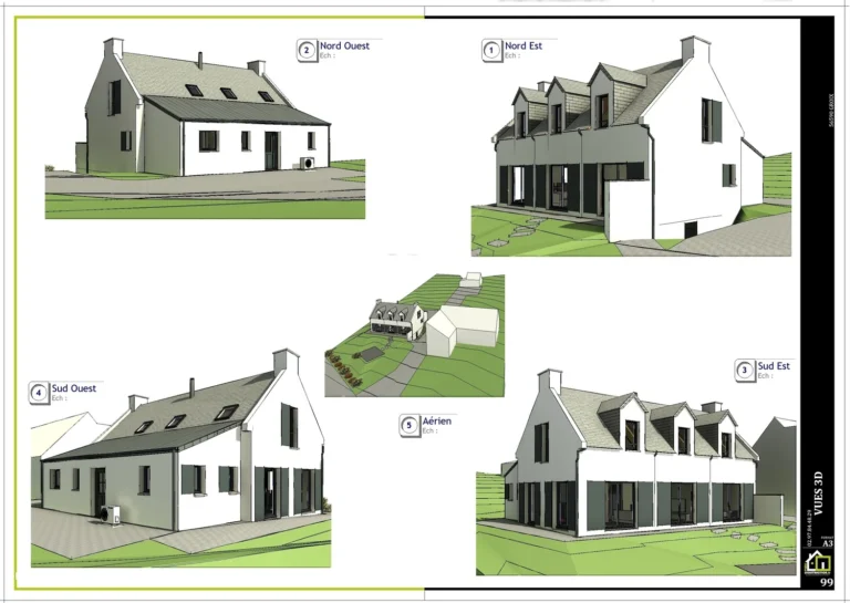 Plan vues 3D Avant-Projet définitif pour une maison neuv e 56590 Groix — Plans de construction maison sur mesure Lorient Morbihan Bretagne France